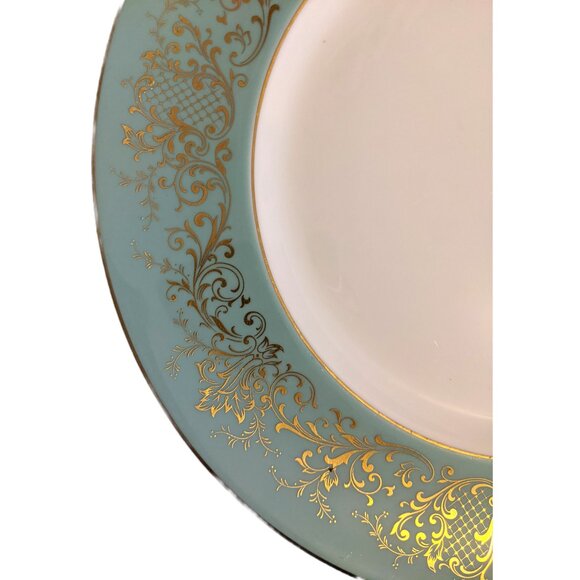 Vintage Royal Doulton DELAMERIE TURQUOISE Gold Filigree Plate Elegant Blue 10.5" - Picture 2 of 5